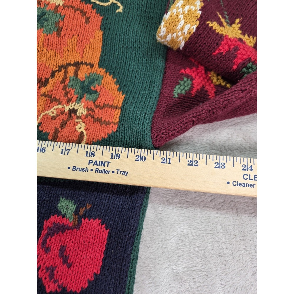 Vintage Thanksgiving Cardigan Sweater Autumn Fall Medium Oversized Turkey Leaves - Picture 6 of 8